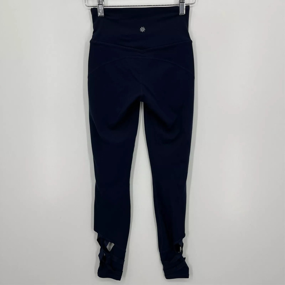 Athleta Leggings Women's Size 2XS Navy Blue Yoga‎ Gym Stretch Active Logo